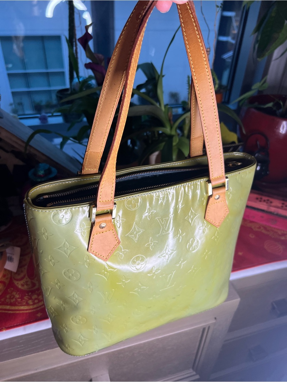Louis Vuitton Monogram Vernis Houston Tote Lime Green